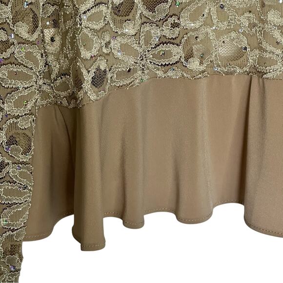 R&M Richards Lace Ruffle cover up Duster Shrug Champagne size XL - Picture 8 of 8